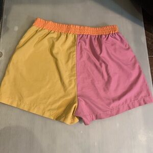 SHEIN Men’s Vibrant Pink and Yellow Athletic Shorts